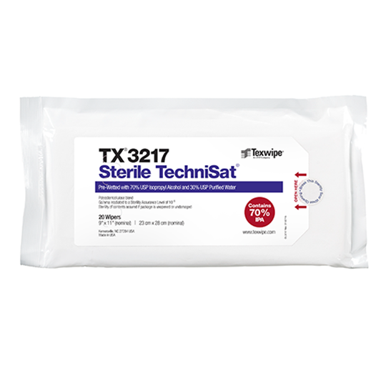 Sterile TechniSat® Pre-Wetted Cleanroom Nonwoven Wipers TX3217